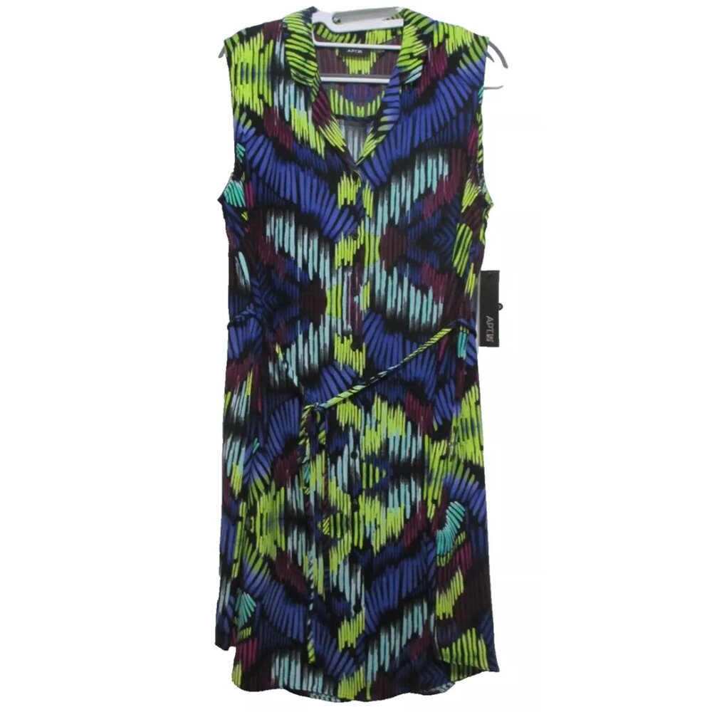 NWT Apt 9 Sleeveless Shirt Dress Size 16 Lightweight Belted
